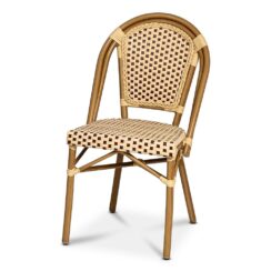 Caféstol Paris vinröd/creme, bambu