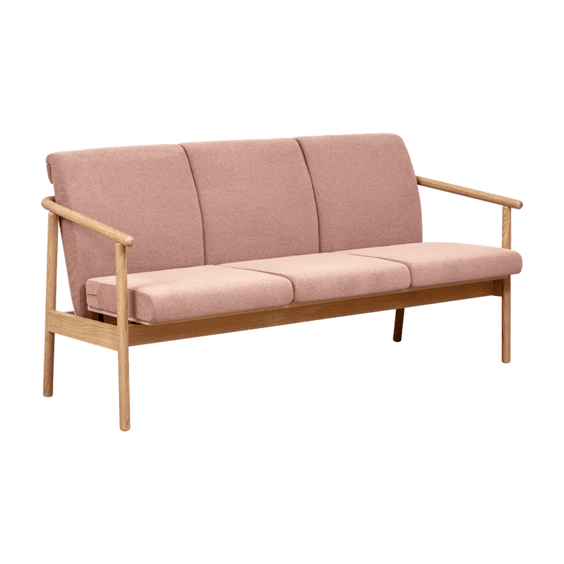 Thyra 713 tresitssoffa i skandinavisk design med mjuka rundade former, avtagbar klädsel och FSC-certifierad björk/ek stomme