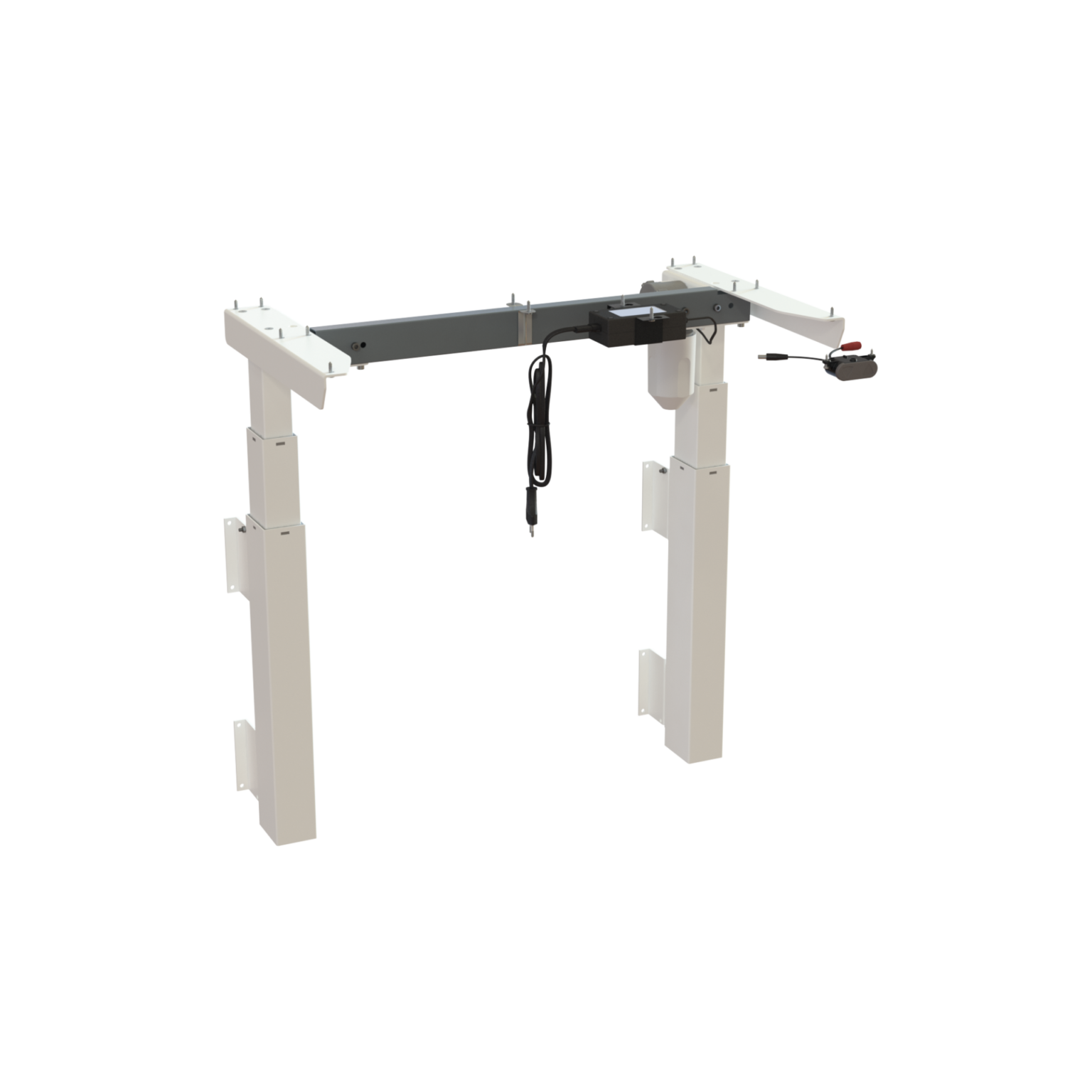 ConSet 591-35 7W072 white wall-mounted desk frame with dual-leg stability - 72cm width, adjustable height
